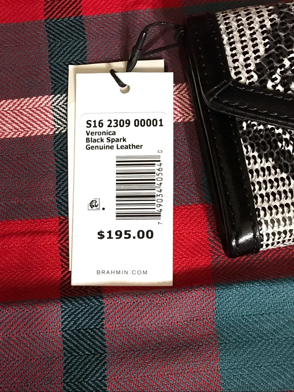 Brahmin Black & White Snake-Print Envelope Clutch